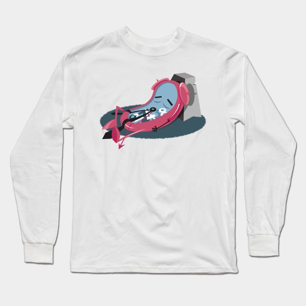 Sleepy Alarm Clock Long Sleeve T-Shirt by Flat Design